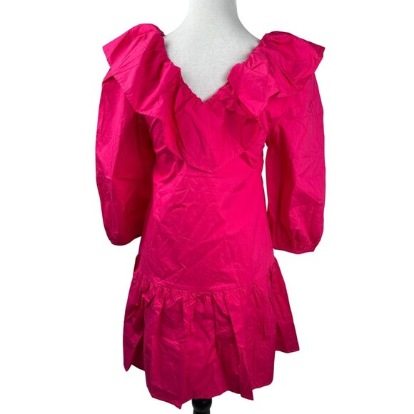 English Factory Women's Long Sleeve V Ruffled Mini Dress Berry Size XS - Picture 4 of 11